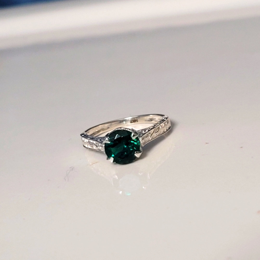 Authentic 1.2ctw Zambian Emerald 14k Solid White Gold Ring Certified AA Grade